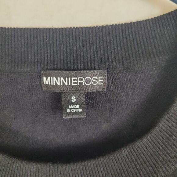 Minnie Rose black puff sleeve sweater dress Size Small Minimal Clean Girl - Picture 3 of 9